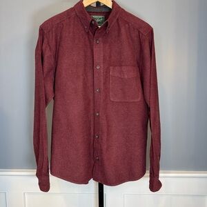 Woolrich Men’s Button Down Flannel Shirt 100% Cotton Ruby Heather Red‎ Size M
